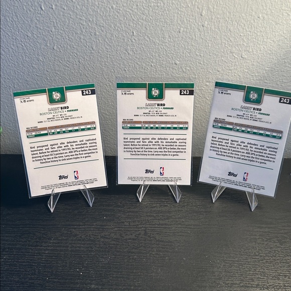 Topps Chrome Boston Celtics Larry Bird Basketball foil and 2 base chrome lot - Picture 5 of 5